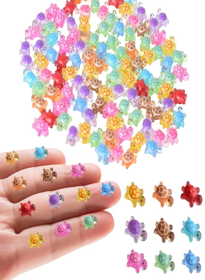 Tindobewan 200Pcs Super Mini Resin Turtles for Crafts Luminous Miniature Tiny Turtle for Fairy House Party Favors Micro Landscaping Decor(Little Turtles) - Image 1